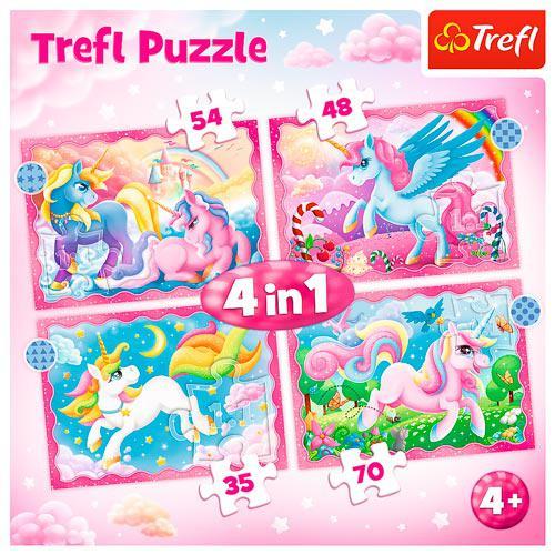 Puzzles 4 em 1 - Unicorns and magic / Trefl - Image 6