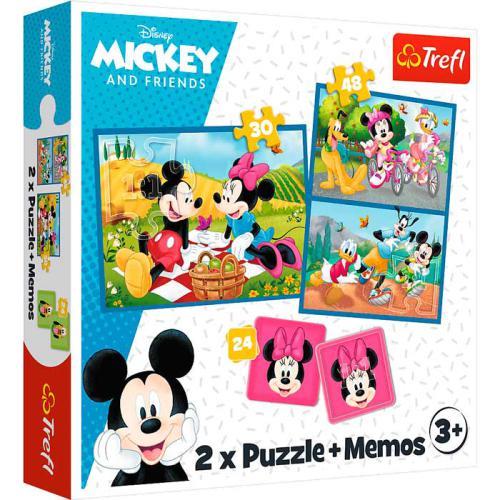 Puzzle 2 em 1 + memo - Meet the Disney characters
