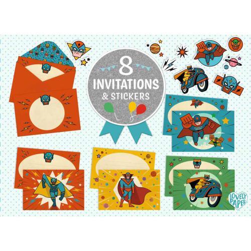 Kit 8 Convites de Aniversário - Super Heróis