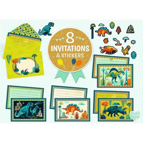 Kit 8 Convites de Aniversário - Dinossauros