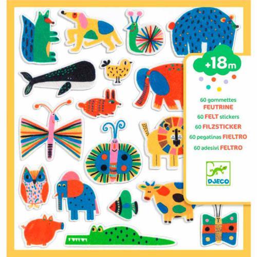60 Autocolantes de Feltro - Animais