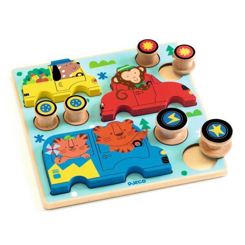 Puzz & Roll Color - Puzzle de Madeira c/ Carros
