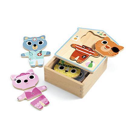 Dressup - mix - Puzzle Madeira Vestir Gatinhos