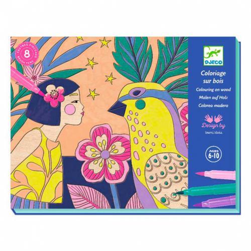Meninas Doces - Atividade de Colorir em Madeira