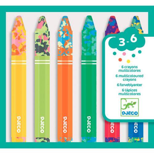 6 Lápis de Cera Multicoloridos