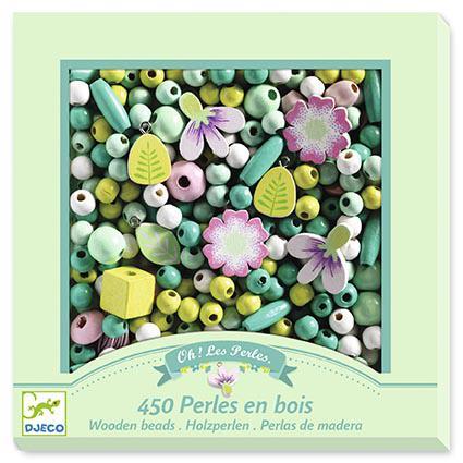 Folhas e Flores - Contas de Madeira