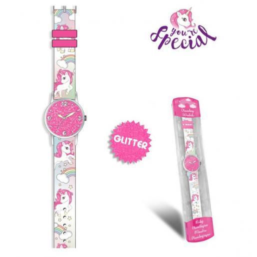 Relógio Analógico Glitter Unicórnio