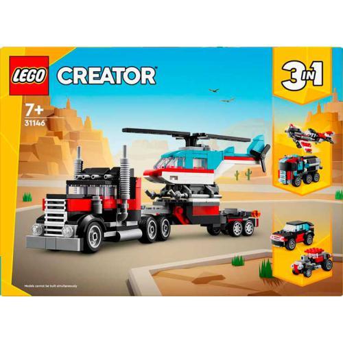 Creator 3 em 1 - Camião Plataforma com Helicóptero
