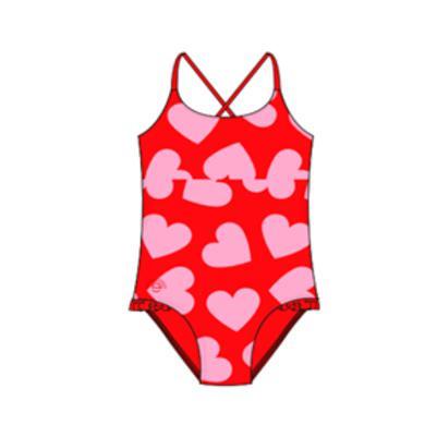 Fato de Banho 4-6 anos - Hearts Red