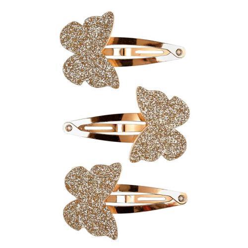 Penelope - Ganchos de Cabelo c/ Borboletas e Glitter Dourado