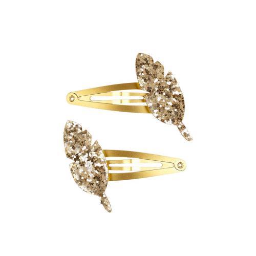 Leaf - Ganchos de Cabelo c/ Glitter Dourado