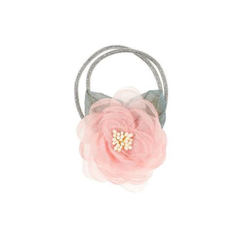 Paris - Elástico de Cabelo c/ Flor Rosa