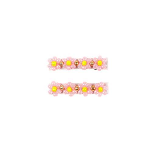 Evlyn - Ganchos de Cabelo Rosa c/ Flores