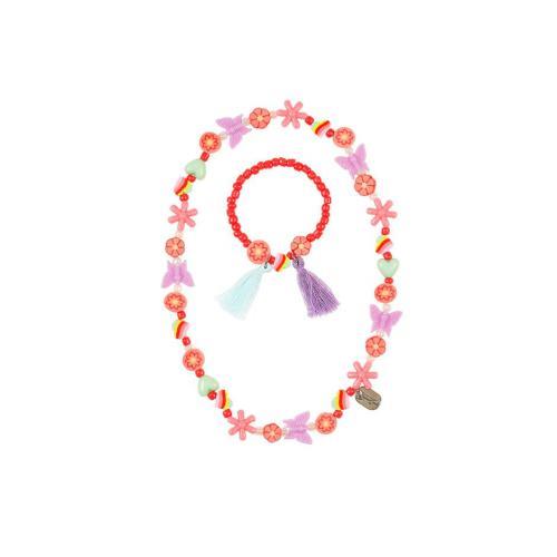 Catalina - Conjunto Colar e Pulseira Magenta