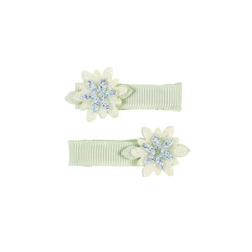 Shea - Ganchos de Cabelo Verde c/ Flor