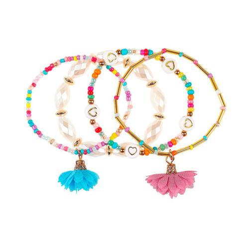 Gina - Pulseiras Coloridas c/ Flor Azul