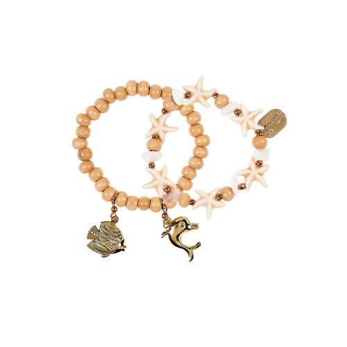 Ether - Pulseiras Bege c/ Golfinho e Peixe