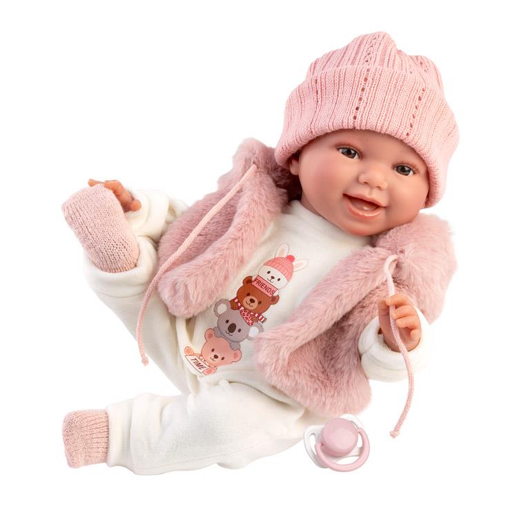 Chloe Sorridente 38cm Branco e Rosa