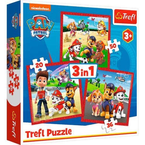 Puzzle 3 em 1 - Happy dogs Paw Patrol
